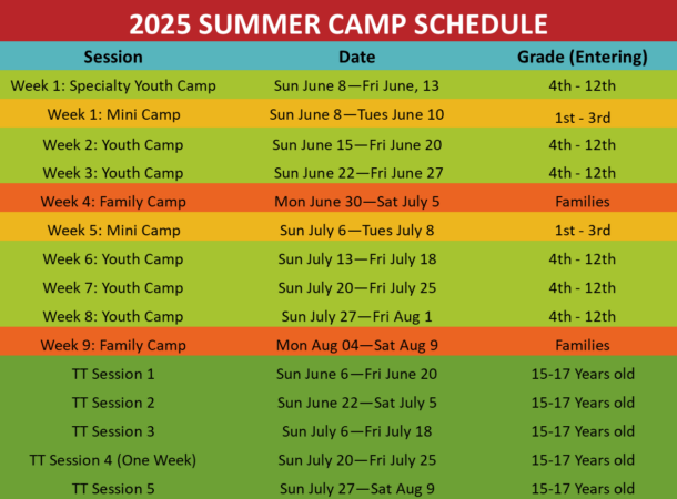 2025 Online summer Schedule