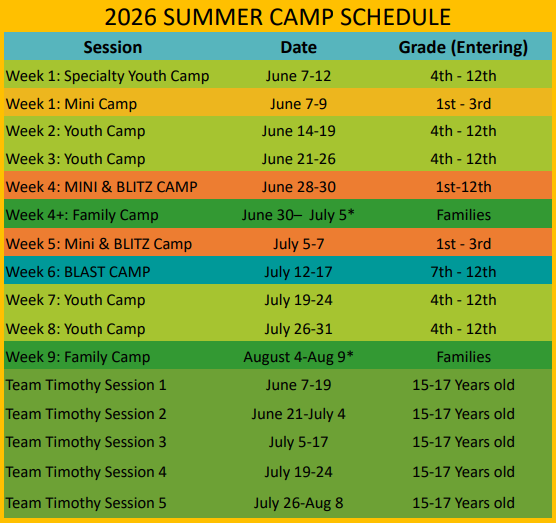 Summer Schedule 2026